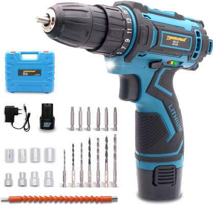 Tomahawk TDS-9130 12V Cordless Screwdriver and Drill Set - 25pcs Two-Speed Cordless Drill