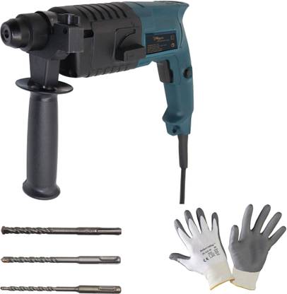 Hillgrove MCGH1000M5 All Purpose 20mm Hammer Impact Drill Machine Forward/Reverse Rotation with Safety Gloves and 3 Bits for Making Holes in Metal/Wood/ConcreteMCGH1002 Pistol Grip Drill