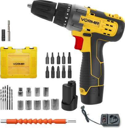 iBELL VORMIR VR CD12-45 Cordless Drill Driver, 2 Batteries, 12V, 0-400/0-1450RPM,25Nm, 31 Accessories in BMC Box, Compact Design Cordless Drill
