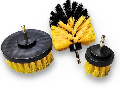 ZIODIC 3 Pcs Drill Brush Kit with 1/4" Hex Shank, Yellow/Red Bristles (3 PCS) Angle Drill