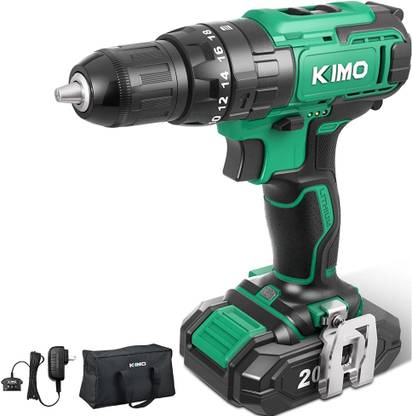 Kimo Brushless Cordless Drill Machine with 1 Battery Keyless Chunk-Battery Powered-Reverse Forward Motion Cordless Drill