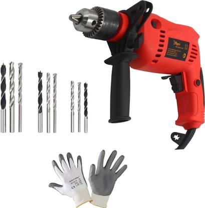 Hillgrove HGCM1077M1 700W Power Drill Machine with 9Pcs All Type Drill Bits for Making Holes in Metal/Wood/Concrete with Reverse Rotation and Variable Speed HF0122 Pistol Grip Drill