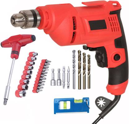 Digital Craft Electric Reversible Drill Machine 10MM 600W,T-Bar Socket Set,Mini Pocket Level Pistol Grip Drill