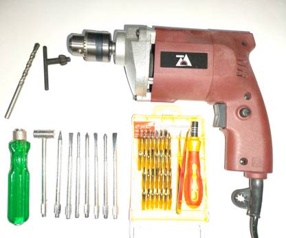 Flymoon 10mm Drill Machine, mobile kit, Masonry bit Set 8pc Screwdriver, 1Pc Masonary 10mm Drill Machine, mobile kit, Masonry bit Set 8pc Screwdriver, 1Pc Masonary Angle Drill