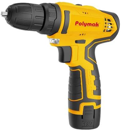 Polymak PM-CDD-12V Cordless 10mm Drill Driver, 12V, 1,300 rpm, Max torque 22Nm Cordless Drill