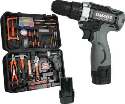 Omada Impact 16.8V Drill |105Pcs Tool Set |Copper Armature | 10mm Chuck Size | Lithium Driver Claw Hammer Wrenches Pliers DIY Accessories Tool Kit Cordless Drill