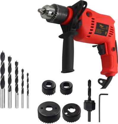 Hillgrove HGCM1075M1 700W Power Drill Machine with 5 Pcs Wood Bits and 6Pcs Hole Saw Drill Bits for Making Holes in Metal/Wood/Concrete with Reverse Rotation HF0116 Pistol Grip Drill