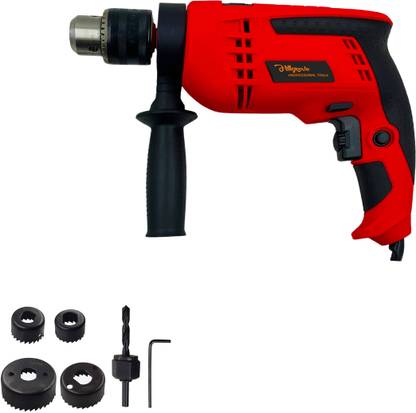 Hillgrove HGCM1156M3 700W Power Drill Machine with 6Pcs Wood Working Hole Saw Drill Bits for Making Holes in Metal/Wood/Concrete with Reverse Rotation P08SM915 Pistol Grip Drill