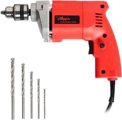 Hillgrove HGCM1015M3 HGCM1015M6 All Purpose 500W Drill Machine with 5 Drill Bits for Making Holes in Metal/Wood/Concrete Pistol Grip Drill NDM6 Pistol Grip Drill