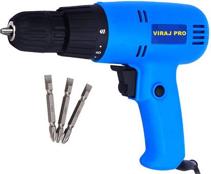 Al Hutaib Tools Viraj pro Screwdriver 10MM R/f Power Drill Machine with Free Bits, 400W, Cordless Drill