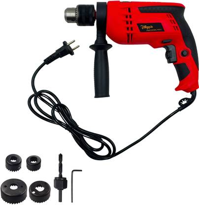 Hillgrove HGCM1156M1 700W Power Drill Machine with 6Pcs Wood Working Hole Saw Drill Bits for Making Holes in Metal/Wood/Concrete with Reverse Rotation P08SM913 Pistol Grip Drill