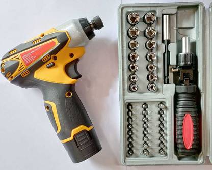 VTH Heavy Duty Cordless Impact Driver with Ratchet Bit Set &Socket Set C/L12V-CS-4047E Cordless Drill