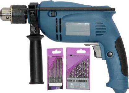 Digital Craft 13 Mm Heavy Duty 650 Watt Hammer Drill Machine With Reverse/Forward & Speed Control Facility With 13Pc High Speed Steel Drill Bit Set, 5Pc Masnory Drill Bit Set Pistol Grip Drill