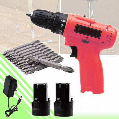 MLD Electric 12v cordless screwdriver drill machine With 2 battery tool kit set KG-538 10 mm Impact Driver Combo10Pcs PH2 +/+ Bit Set Cordless Drill