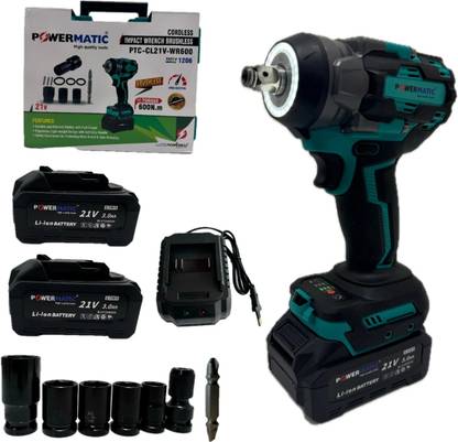 MPT POWERMATIC PBT-CL21V-WR600 CORDLESS BRUSHLESS IMPACT WRENCH 600NM MAX TORQUE 21V LI-ION BATTERY& CHARGER Cordless Drill