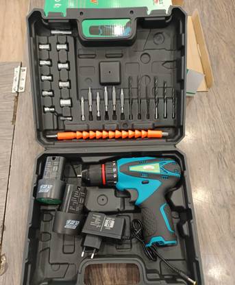 Shiv Enterprise Cordless Drill Machine Battery Operated ZO MAX-12V 12V Reversible Variable Speed Screwdriver Double with 30 pcs Tool Kit Cordless Drill