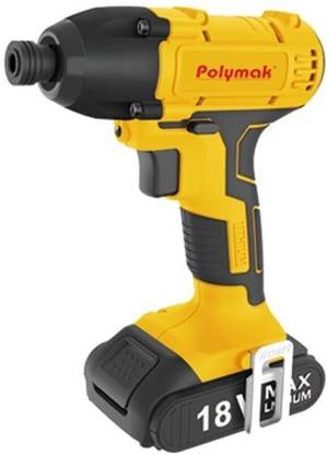Polymak PM-CID-18VB-2B Cordless 10mm Drill Driver, powerful 18V battery, 1,300 rpm Angle Drill