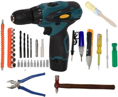 Digital Craft Cordless Drill Machine 12V,3 in1 Tester Kit,4 Utility Tools Cordless Drill