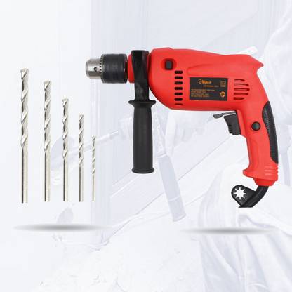 Hillgrove 100% Copper Winding HGPD1M3 All Purpose 700W Drill Machine with 5 Drill Bits for Making Holes in Metal/Wood/Concrete with Reverse Rotaion and Variable Speed Pistol Grip Drill