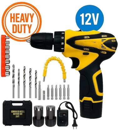 Hamid 12 V MACHINE KIT CORDLESS DRILL KIT x2-12V Battery Operated Kit 2 Speed and 25pc Accessories Cordless Drill