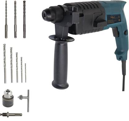 Hillgrove MCGH1004M4 20mm Hammer Impact Drill Machine Forward/Reverse Rotaion with Gloves, 3Pcs SDS Plus,Drill Chunk(13mm),SDS Adapter and 5Pcs Masonry Bits PDSD1013 Pistol Grip Drill