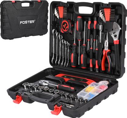 FOSTER FHT-908 Electrician and Plumber Tool Kit | 130 Pcs | Screwdriver Set Heavy Duty Hand Tool Kit