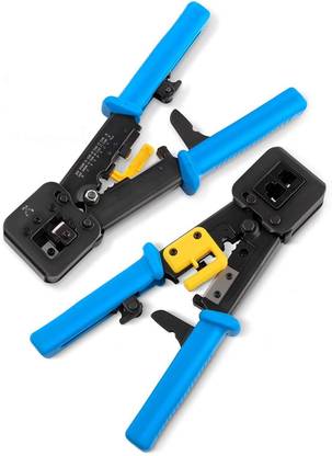 CLUSPEX Passthrough RJ11/RJ12/RJ45, CAT3/CAT5e/CAT6 Crimping Tool for Network Cable Wire Hand Tool Kit