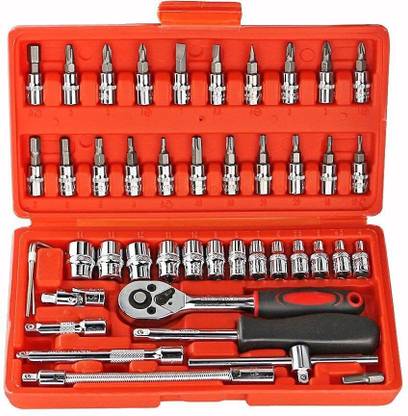 Trap High Quality 46pcs 1/4-Inch Socket Set Tool Ratchet Torque Wrench Combo Tools Hand Tool Kit