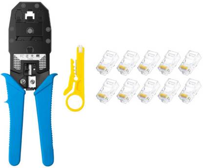 GoodsBazaar RJ45 Crimp Tool Kit, Ethernet Crimp Tool Set, RJ11, RJ12, RJ45, Cat5 Power & Hand Tool Kit
