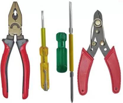 paliwalcreation 8"inch Plier, 1 Wire Cutter, 1 Analog Line Tester, 2in1 Combination Screwdriver. Power & Hand Tool Kit