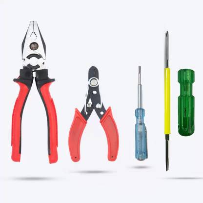 Tools Titan 8 Inch Combination Pilash,Wire Cutter,Line Tester,2in1 Screwdriver Lineman Plier Hand Tool Kit