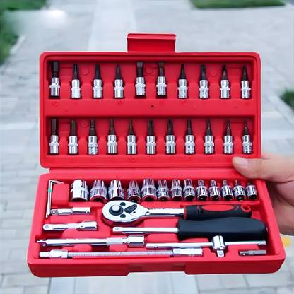 TAJA 46 In 1 Pcs Tool Kit & Screwdriver and Socket Set,Hand Tool Kit Socket Set Hand Tool Kit