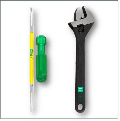 NBS NBS Screwdriver 2x1-12" and Adjustable Wrench-12" (Black)-Drop Forged Hand Tool Kit