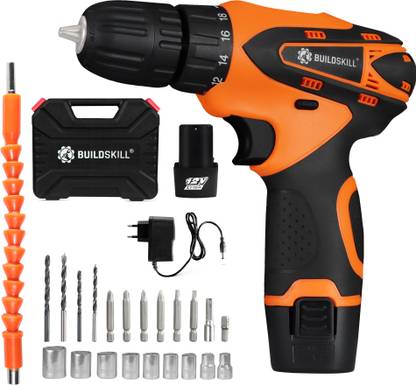 BUILDSKILL 12V Li-ion Cordless Drill with Reversible Function with 27 pieces Power & Hand Tool Kit