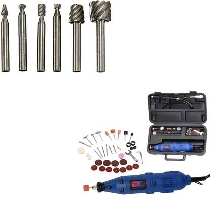 Digital Craft 6Pc HSS Rotary Burs Set & Die Grinder Machine Kit Power & Hand Tool Kit
