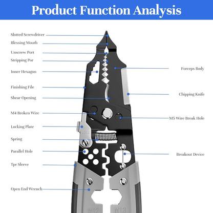 GVJ TRADERS Multifunctional Wire Stripper Professional Wire Stripping Tool Portable Multifunctional Wire Stripper Professional Wire Stripping Tool Portable Wire Cutter