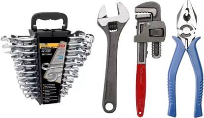 PTM 12pc double side combination wrench# pipe wrench8inch#plier8inch#adjustable8inch Power & Hand Tool Kit
