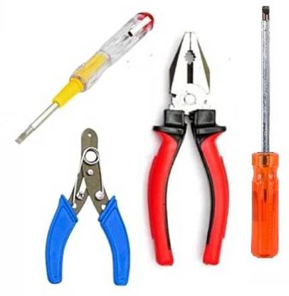 FIXKIT Combination Pilash with Wire Cutter,Line Tester,2in1 Screwdriver Lineman Plier Hand Tool Kit