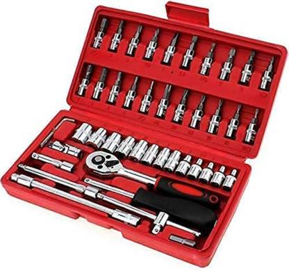 CREATION BAZAAR 46 in 1 Pcs Tool Kit & Screwdriver set and Socket Set Wrench Set Multi Purpose Power & Hand Tool Kit