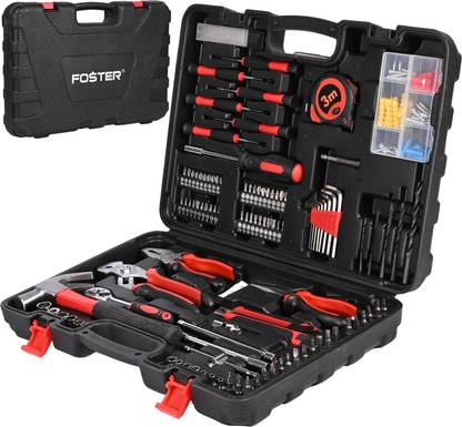 FOSTER FHT-910 182pcs Home Tool Kit with Screwdriver set,Allen Keys, Wrench, Socket Set Hand Tool Kit