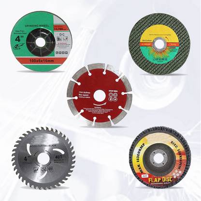 Hillgrove HGACC34M2 5Pcs Angle Grinder Wheels,Metal/Wood/Tile Cutting|Grinding|Flap Disk Hand Tool Kit