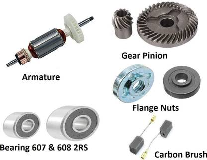 Dong Cheng Professional DW801 4" Angle Grinder Spare Parts (Armature, Gear, Bearing, Carbon) Power & Hand Tool Kit
