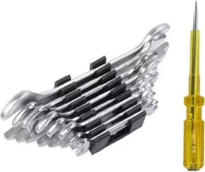 vyas 08_Double Sided Open End Wrench(Pack of 8) & 1 Analog voltage tester Hand Tool Kit