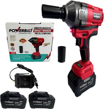 MPT CORDLESS BRUSHLESS IMPACT WRENCH 21V LI-ION BATTERY,1000NM MAX TORQUE & CHARGER Cordless Impact Wrench