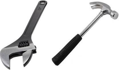 Toolhub Smart Tool Kit For Home Curved Claw Hammer, & 12In Adjustable Spanner Hand Tool Kit