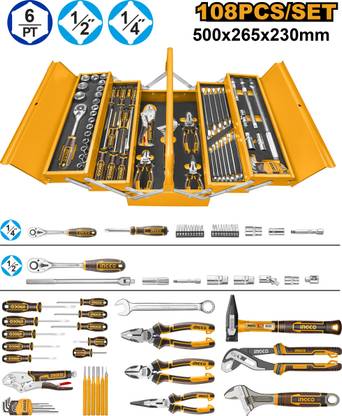 INGCO 108 Pcs Tool Chest Set HTCS151081 Hand Tool Kit