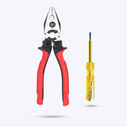 Kshivi 8"inch Heavy Duty Combination Pilash Plier Hand Tool with Line Tester Hand Tool Kit