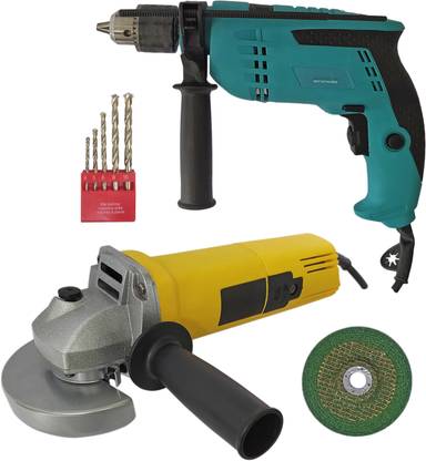 DUMDAAR 900w Angle Grinder & Impact Drill machine with 1 Grinding Dic & 5pc Masonry bit Power & Hand Tool Kit