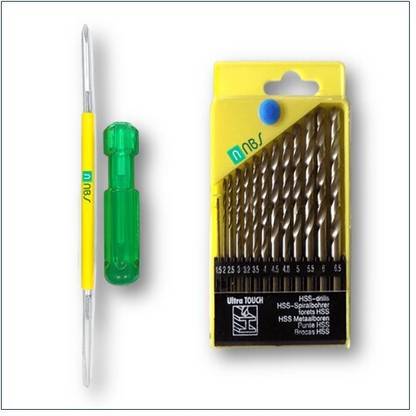 NBS Screwdriver 2x1-10" and Drill Bit Set- 13 Sizes Hand Tool Kit