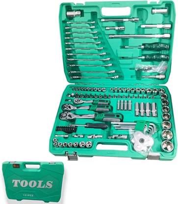 VOLTZ VZ-TK-121 PCS Socket & Spanner Tool Set 1/2" 3/8" 1/4" Ratchet Kit Hand Tool Kit